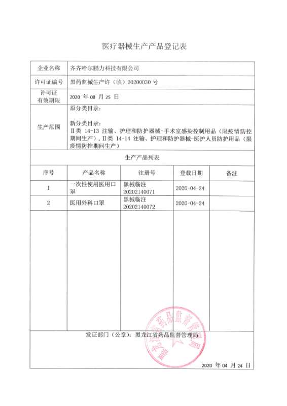 2020-5-8 喜报！鹏力塑造齐齐哈尔工厂取得医疗器械生产许可 (2).jpg